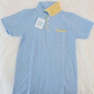Bella Bliss Pima Ward Polo, Light Blue W/ Yellow (nwt)